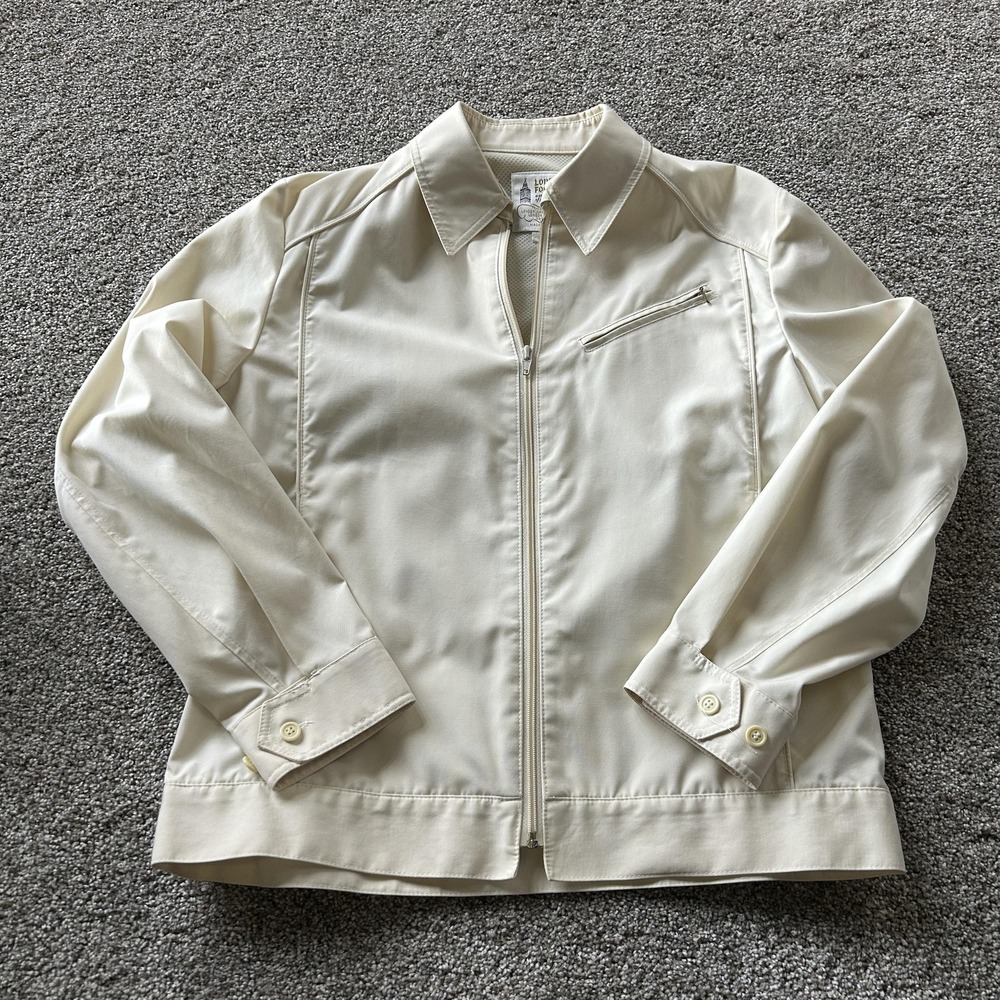 Vintage London Fog Jacket Mens 42 Beige Microfiber Lined Full Zip Lightweight